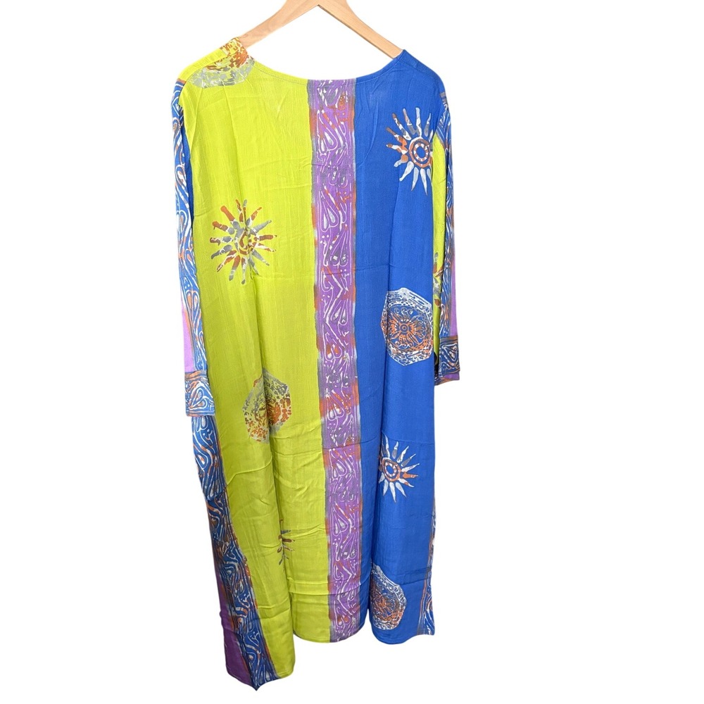 Ulla Popken Womens 24/26 Blue Green Purple Celestial Sun Caftan Dress New - Picture 4 of 5